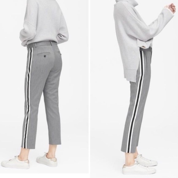 Banana Republic Straight SideStripe Gray Trouser - Picture 1 of 6